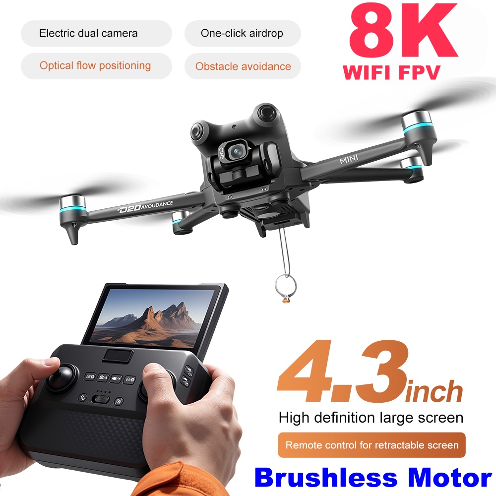 Fpv Brushless Rc Drone 4K - Drone con Schermo e Doppia Fotocamera,