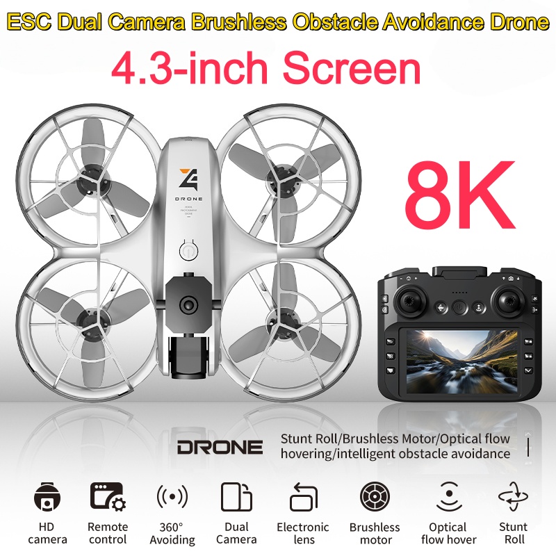 Fpv Brushless Rc Drone 4K - 360 ° Drone RC con Protezione