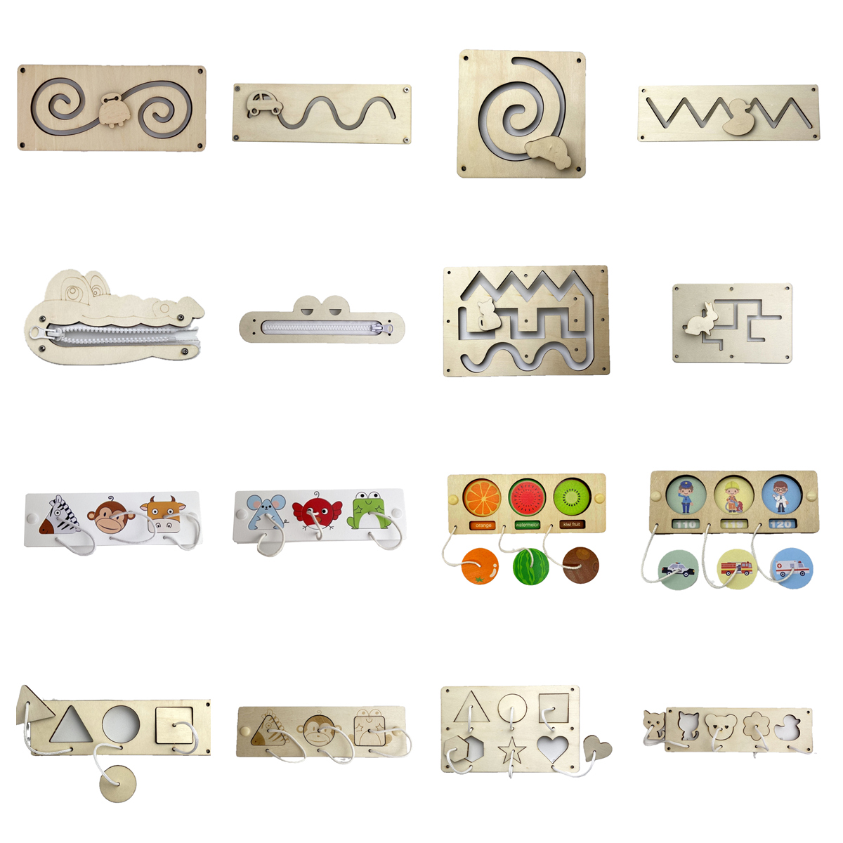Montessori Wooden Busy Board Toddler - Materiali Montessori fatti in casa giocattoli