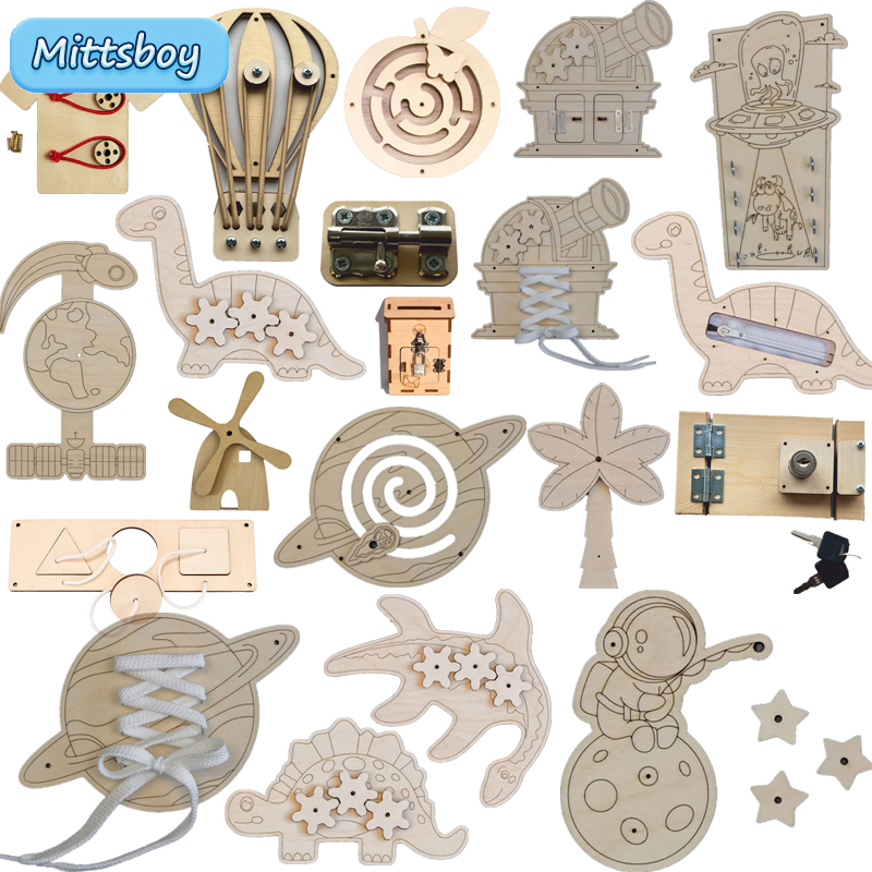 Montessori Wooden Busy Board Toddler - Accessori per la tavola occupata Montessori